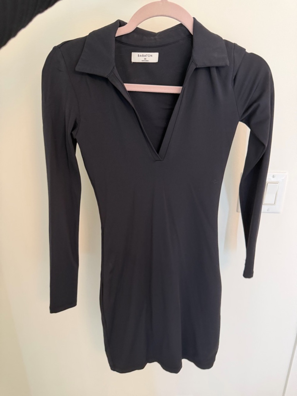 Babaton Black Long Sleeve Collared Dress